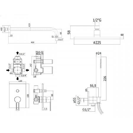 Комплект для душа Paffoni Ringo KITRIN015RBO