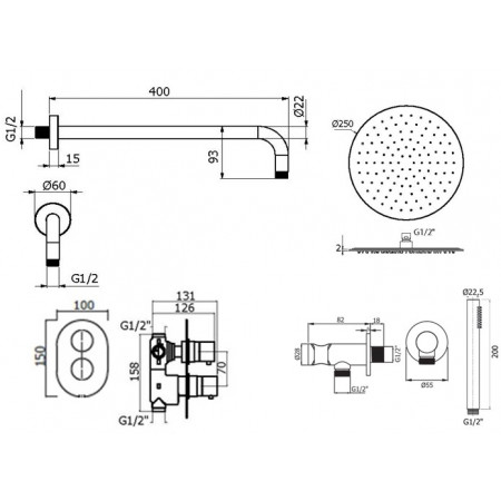 Комплект для душа Plumberia Selection IXO KITXOT18BO