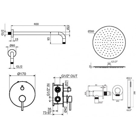 Комплект для душа Plumberia Selection IXO KITXO18CRKING