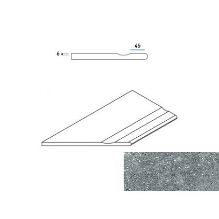 Керамогранит 620090000607 Бортик Дженезис Силвер левый с выемкой закругленный Х2 30х60