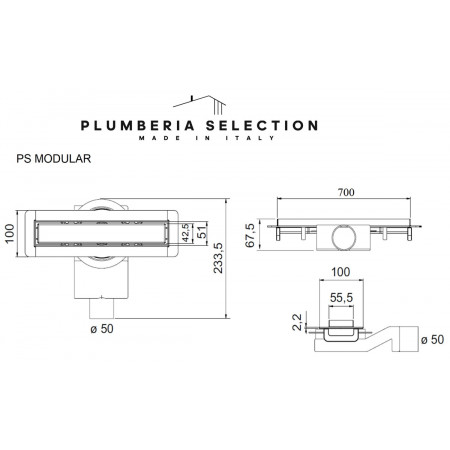Душевой трап PLUMBERIA SELECTION PSM MODULAR PSM70NO